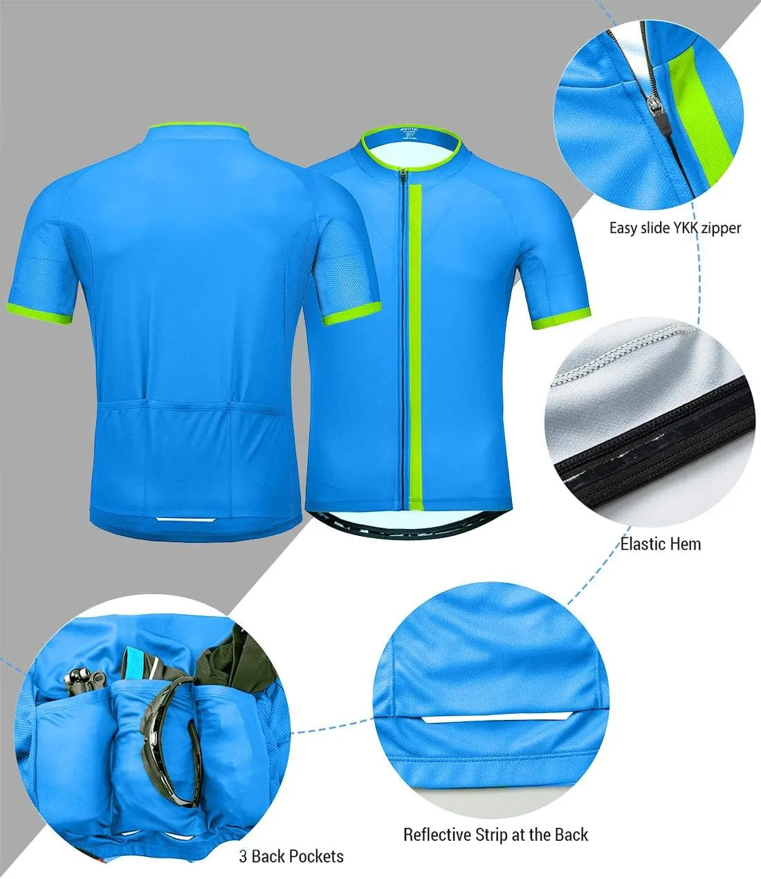 wantdo Men's Cycling Jerseys Mountain Bike MTB Jersey Short Sleeve Bike Shirts Breathable Quick Dry Cycling Clothing
