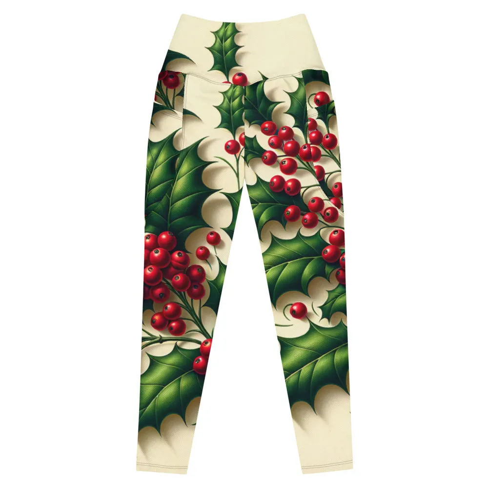 Whimsical Winter Wear Leggings with Pockets