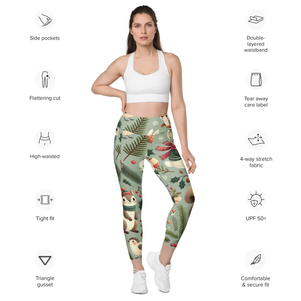 Whimsical Winter Wear Leggings with Pockets
