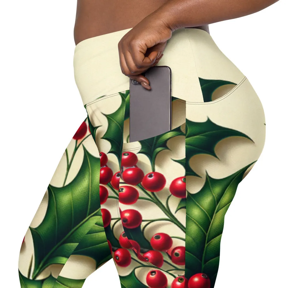 Whimsical Winter Wear Leggings with Pockets