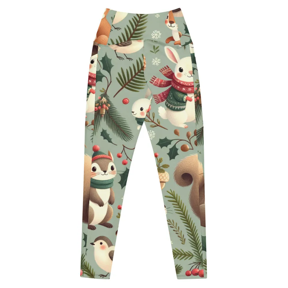 Whimsical Winter Wear Leggings with Pockets