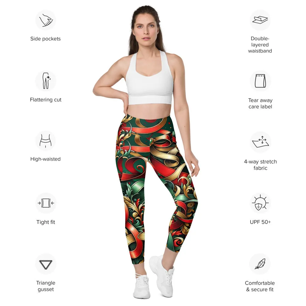 Whimsical Winter Wear Leggings with Pockets
