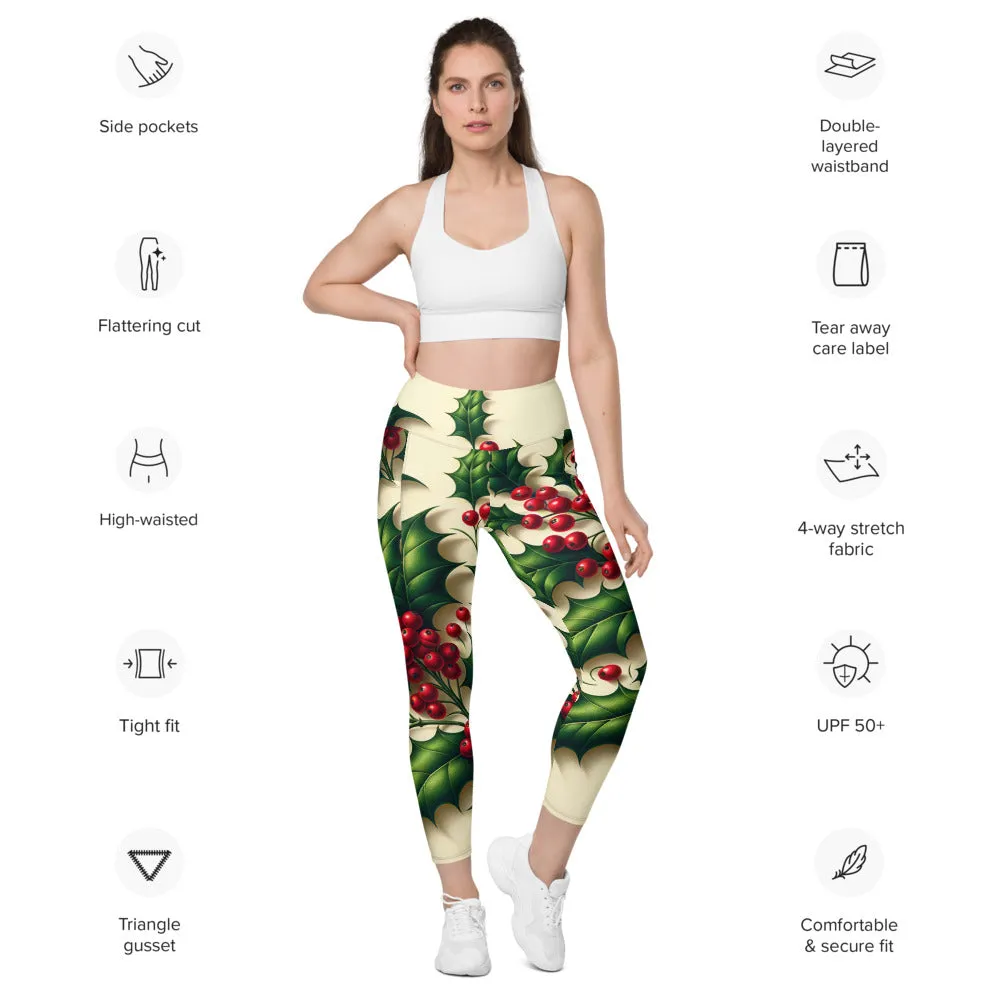 Whimsical Winter Wear Leggings with Pockets