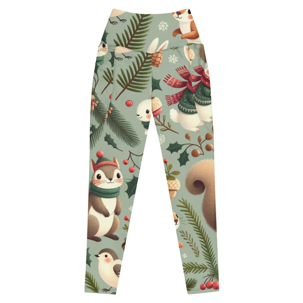 Whimsical Winter Wear Leggings with Pockets