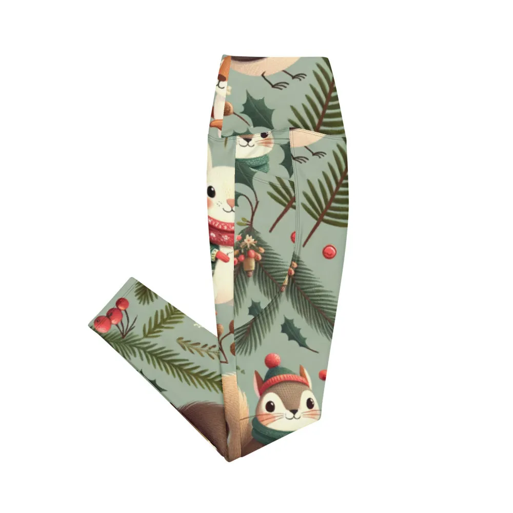 Whimsical Winter Wear Leggings with Pockets