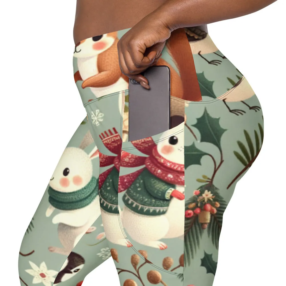 Whimsical Winter Wear Leggings with Pockets