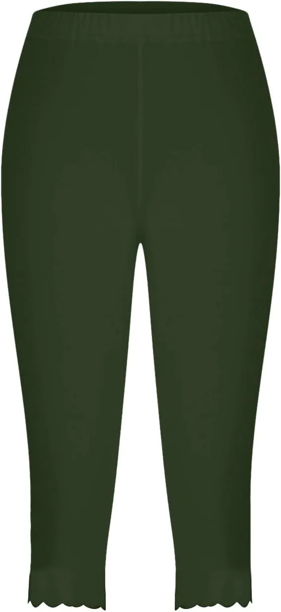 Womens Summer Casual Capri Pants Elastic High Waist Cropped Trousers Slim Fit Straight Leg Joggers Workout Yoga