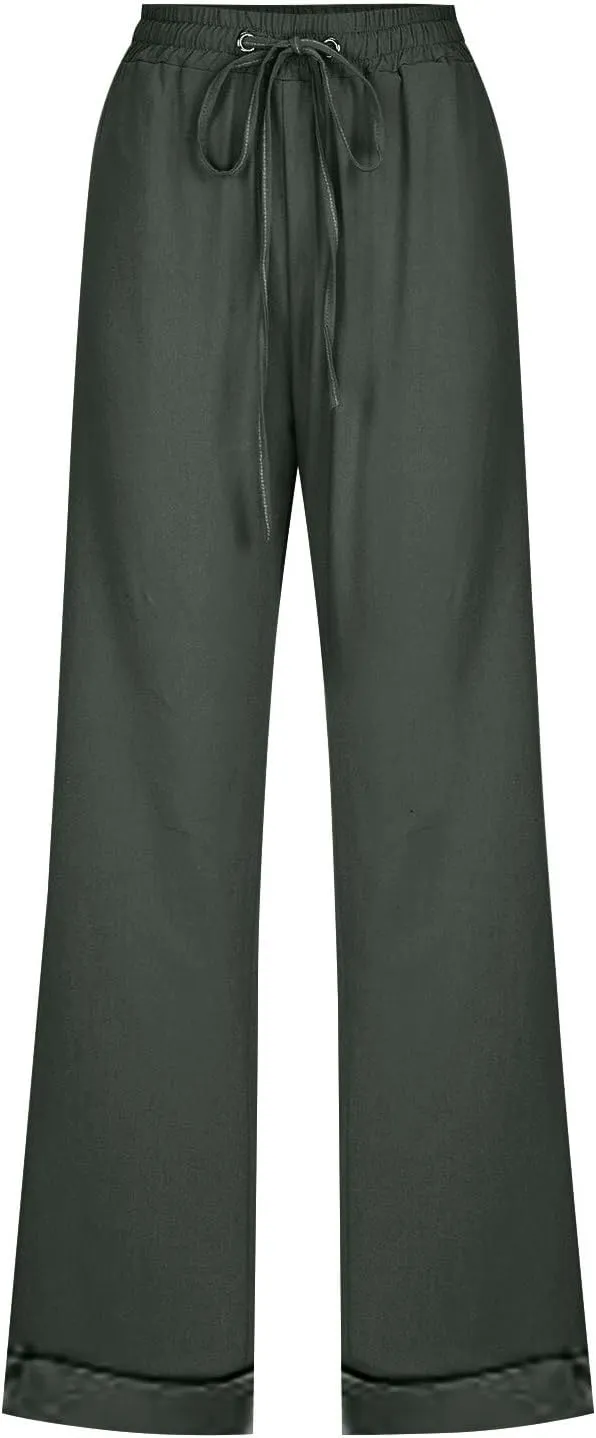 Womens Wide Leg Harem Pants Winter Nice Business Thermal with Pockets Fleece Lined Wide Leg