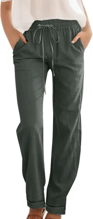 Womens Wide Leg Harem Pants Winter Nice Business Thermal with Pockets Fleece Lined Wide Leg
